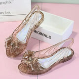with Medium Heels Summer 2023 Bow Sandals for Women Beach Ladies Shoes Jelly Plastic Pvc Trend Anti Slip Hot Shoe