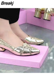 Fashion Women Leather 3cm High Heels Lady Pointe Toe Gold Heels Sandals Female Wedding Bridal Shoes Women's High Heel