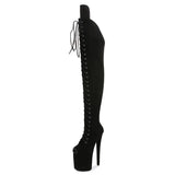 Peep Toe Boots Pole Dance Boots Stripper High Heels Women Sexy Show Shoes Party Club 20 CM Heels Platform ZIP Lace-Up