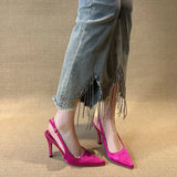 Breakj Classic Simple Gray High-Heeled Women's Sharp Head Behind A Word Buckle With Commute Banquet Fine