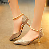 Trend Pointed Toe Wedding Bride High Heels Shoes Female Party Mules Elegant Women Pumps Designer Shoes Sexy Dress