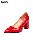 Size 35-43 Woman Pumps Low Square Heels Boat Shoes Pointed Toe Dress Shoes Ladies Pointed Toe White Wedding Escarpins