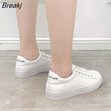 Sneakers Spring Summer Casual Shoes Women PU Leather Platform Shallow Lace-up Sport Shoes Zapatos De Mujer