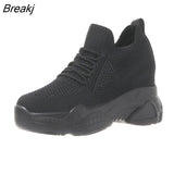 Autumn High Platform High Heels Women Thick Sole Shoes Heels Wedge Sneakers Breathable Mesh Casual Shoes