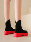 Flat Heel White Ankle Boots Women Shoes Autumn Clogs Platform Winter Footwear Boots-Women Round Toe Low 2023 Rock