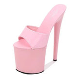 Slippers Women Shoes Summer PU Patent Leather Slipper Women High Heels 20CM Platform Sexy Slippers Nightclub Party