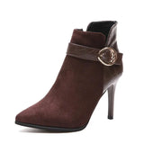 Women Boots 2023 Winter Shoes Woman Super High Heels Ankle Boots Thin Heels Pointed Toe Ladies Shoes Black Botines