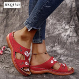 Women Embroider Flower Colorful Ethnic Casual Sandals Comfortable Soft Slippers Flat Platform Open Toe Outdoor Beach