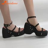 High Heels Women Sandals Summer Hot Fashion Ankle Buckle Single Shoes Korean Style Simply Retro Muffin Bottom