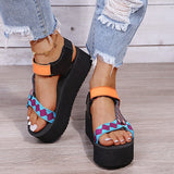 New Summer Women's Shallow Mouth Leaky Toe Platform Sandals Outdoor Simple Mixed Color Wedge Sandals Women's