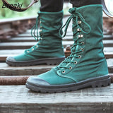 Men Military Boots Outdoor Fashion Canvas High Top Shoes Men's Casual Shoes Ankle Boots Black Marterns Boots Zapatos De