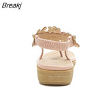 New Round Toe Women's Flip Flops Fashion Personality Rhinestone Ladies Sandals Roman Crystal Platform Elastic Band
