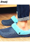 Men and Women Winter Slippers Fur Slippers Warm Fuzzy Plush Garden Clogs Mules Slippers Home Indoor Couple House Floor