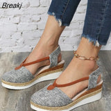 Fashion Buckle Peep Toe Women Sandals Wedges Comfort Lightweight High Heels Wear-resistant Women Office Wedding