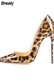 Print Sexy Women Pumps Shoes Women High Heels Pointed Toe Wedding Shoes 12cm Chaussure Femme QP023