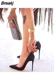 flock pumps fashion high shoes 8cm 10cm 12cm pointed thin heel shallow shoes party shoes ladies shoes QKOU001