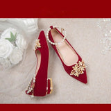 High Heel Wedding Shoes for Women 2023 New Lace-up Beaded Bride Toasting Wedding Dress Two-Way Not Tired Feet Women
