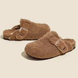 Women Fur Slippers Mules Shoes Flats Platform Short Plush Warm Flip Flops Home Cotton Shoes New Winter Designer