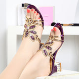 Style Slippers In Summer Women's Summer Fashion Diamond Heels Crystal Sandals Thick Heels Korean Version Of Sandals And