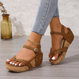 Breakj Summer New Large-Size Rope Pine Cake Thick-Soled Sandals One-Word Buckle With Flat-Soled Women's