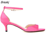 Women Sandals Summer Sexy 5cm Low High Heels Fashion Buckle Ankle Sandal Party Wedding Shoes Woman Open Toe