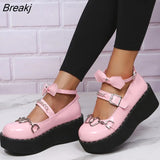 Jane Shoes Sweet Cute Women Pumps Wedge Heels Platform Shoes Women Gothic Girls Lolita Punk Shoes High Heels