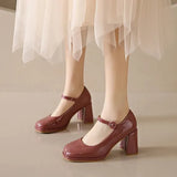 Heels Women 2023 Trend Chunky Heels Platform Lolita Mary Jane shoes Elegant Party Korean Shoes Dress beige yellow