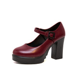 Breakj Shoes Women Black Heel Single Shoe Model Walking Shoes Soft Leather Shoes Thick Heel Large Women's Shoes High