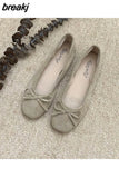 Brand Flats Ballet Women Shoes Classic Round Toe Flat Ballerina Female Bow Casual Slip On Loafer Soft Moccasin Fashion