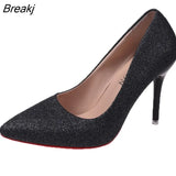 For Women 2023 Spring High Heel Pumps Sexy Foot Fetish Alternative Passion Sexy Red Bottom Pointed 10 CM Zapatos De