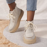 Natural Suede Leather Brown Boots Women Camel Calfskin Nubuck Lace Up Med Block Heel Femail Shoes Winter