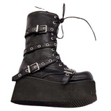 Breakj New Punk Belt Buckle Bottom Side Pull Short Boots Female Size 43 Large Size Women