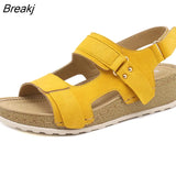 Summer Shoes Women Sandals Thick Sole Soft Comfortable Ladies Beach Sandals Plus Size 42 Yellow Black