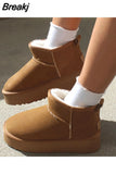 Flats Platform Women Snow Boots Suede Plush Warm Casual Shoes 2023 Winter New Thick Goth Fashion Shoes Chelsea Women
