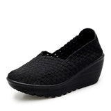 Women Plus Size 35-42 for Women 2024 Wedges Platform Sneakers Fashion Weave Hollow Ladies Loafers Slip-on Casual