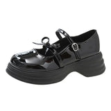 Chunky Platform Mary Jane Shoes for Women 2023 Autumn Patent Leather Pumps Woman Thick Bottom Bowknot Lolita Shoes