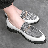 Men Dress Shoes Spring Autumn Slip on Patent Leather Male Loafers Pointed Toe Formal Shoe Large Size Flats Soft Luxury Mens