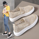 Women Flat Sneakers New Comfy Light Thick Sole Breathable Mesh Female Shoes Slip-On Spring Stylish Trend Zapatillas