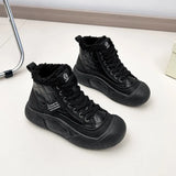 Breakj Top Shoes Women 2024 Winter New Add Velvet Cotton Shoes Versatile Student Tide Shoes Women's Thick Platform Snowshoes XT