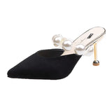 Black Sandals Women Summer Slippers Woman Thin Heels 2023 Womens Outdoor High Heels Pointed Toe Woman