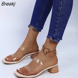 Women's Slippers 2023 Transparent High Heels Sandals Mules Pumps Clear Women Sexy Open Toe Slides Woman Party