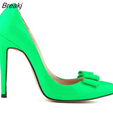 Fashion Patent Leather Women's Pumps Sweet Bow Pointed Toe High Heels Stiletto Wedding Shoes