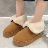 Womens Warm Fur Lined Winter Snow Boots Chunky Platform Plush Ankle Boots Women Thick Bottom Non Slip Cotton Padded Shoes