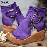 Women Sandals Shoes 2021 Summer Retro Peep Toe Platform Sandals PU Leather Zipper Thick Bottom Women Shoes Ladies
