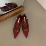 Jane Shoes French Designer Women Shoe Spring New Vintage Single Shoe Simple Red Leather Shoe Elegant Woman Shoe Low