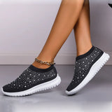 Fashion Crystal Platform Sneakers Women 2024 Plus Size Breathable Mesh Flats Woman Comfy Slip On Non-Slip Running