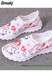 Flat Shoes Women Print Breathable Sneakers Slip-on Light Non-slip Flats Ladies Soft Bottom Loafer Casual Sports