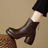 Breakj Cm ~ 2025 Autumn And Winter New Fashion Small Leather Boots Women Round Head Zipper Thick Bottom Height Fashion Short