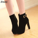 Fashion Autumn Scrub Buckle Women Ultra High Heels Platform Thick Heel 0 Boots Women's