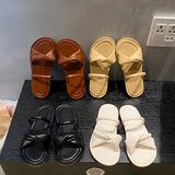 Women Sandals Slippers Luxury Designer Flats Slides Summer Comfort Elegant Shoes Woman 2024 Trend Outdoor Casual